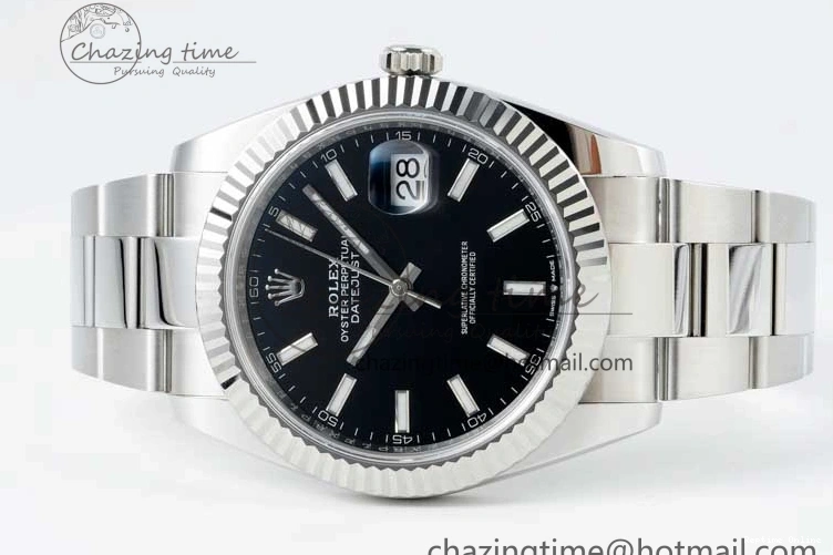 0128 Youthful DateJust 41 126334 NTF 1:1 Best Edition 904L Steel Black Stick Dial on Oyster Bracelet VR 2286
